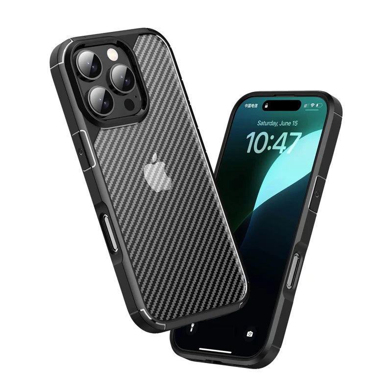 Carbon Fiber Texture Shockproof & Rugged Case - iPhone 16 Pro Max ObjectKart