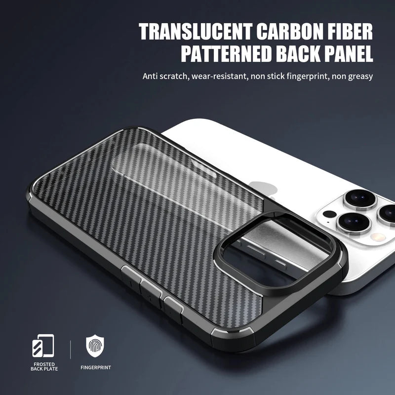 Carbon Fiber Texture Shockproof & Rugged Case - iPhone 16 Pro Max ObjectKart