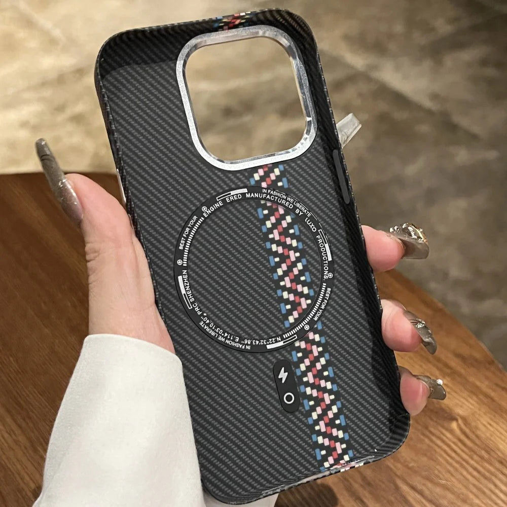 Embossed Carbon Fiber Magnetic Case - iPhone 16 Pro Max ObjectKart