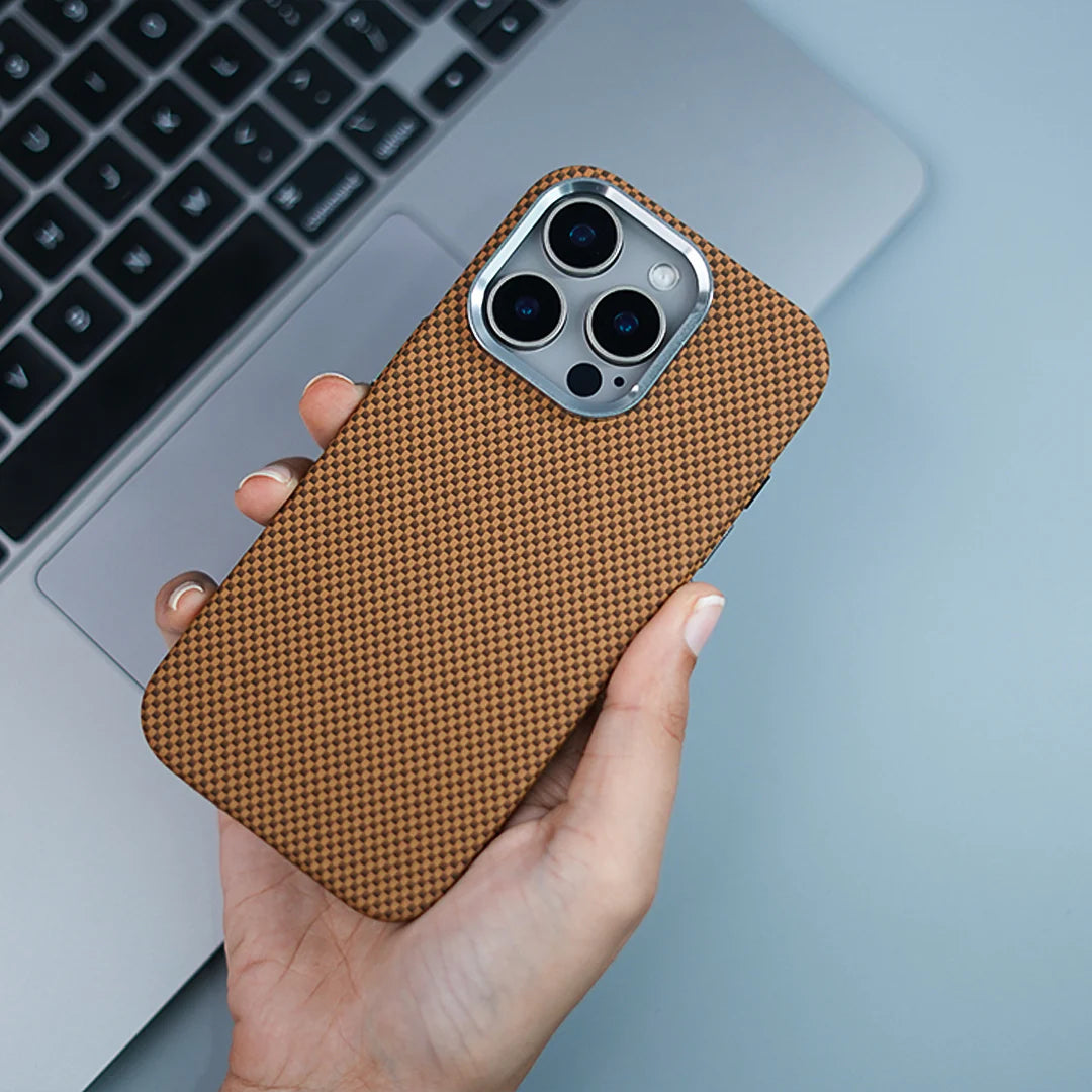 Brown Opulent Gridmaster Grip Armor Case - iPhone 16 Pro Max ObjectKart