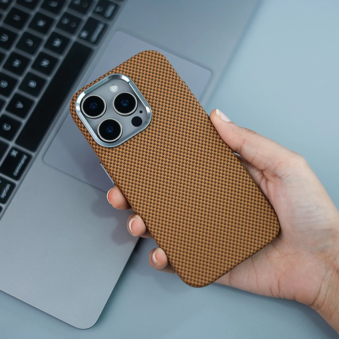 Brown Opulent Gridmaster Grip Armor Case - iPhone 16 Pro Max ObjectKart